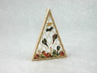 Dreieck aus Holz mit Kürbis, Pilze, Kröte und Herbstlaub zur Dekoration in der Puppenstube 6