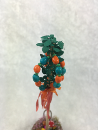 Eierbaum, Frühlingsbote zu Ostern,orange türkise Eier in Miniatur für die Puppenstube 6