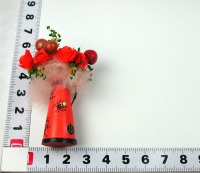 Halloween Blumenstrauß mit Orangen Blüten in einer Kanne in Miniatur 1:12 9