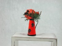 Halloween Blumenstrauß mit oranger Blüte in einer orangen Kanne in Miniatur 1:12 9