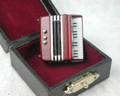 Akkordeon im Koffer in Miniatur - Akkordeon Instrument, Musikinstrument, Ziehharmonika,