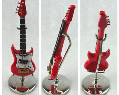 E-Gitarre rot in Miniatur 1:12 - E-Gitarre, Puppenhauszubehör, Puppenstubenzubehör,