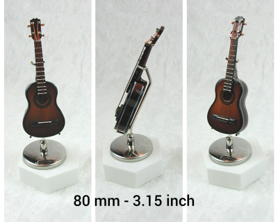 Gitarre dunkel in Miniatur 1:12 Zupfinstrument - Gitarre dunkles Holz Puppenhauszubehör
