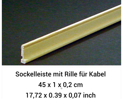 Sockelleiste mit Rille für elektrische Kabel , 45 x 1 x 0,2 cm Holz natur unbehandelt, für das