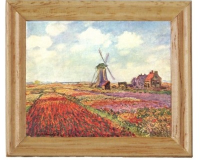 Gemäldekopien Windmühle 45 x 55 x 05 cm im Holzrahmen - Puppenhauszubehör Puppenstubenzubehör