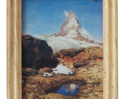 Gemäldekopie Matterhorn 4,5 x 5,5 x 0,5 cm im Holzrahmen - Puppenhauszubehör,