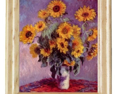Gemäldekopien Sonnenblumen 4,5 x 5,5 x 0,5 cm im Holzrahmen - Puppenhauszubehör,