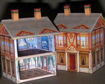 Viktoranisches Puppenhaus, Bastelkit aus Papier in Miniatur - Paperminis für die Puppenstube, das P