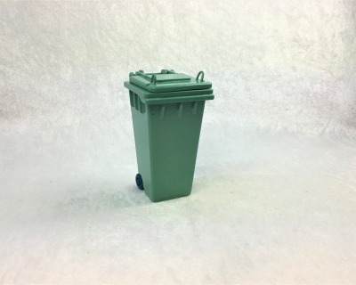 Grüne Abfalltonne Mülltonne Biomülltonne - für die Puppenstube das Puppenhaus Krippen Miniaturen Modellbau