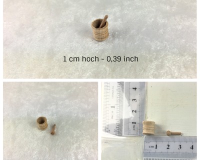 Mörser Miniatur in 1:12 für das Puppenhaus Modellbau Krippe