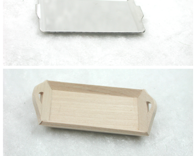 Tablett für die Puppenstube Holz oder Metall - das Puppenhaus Krippen Miniaturen Modellbau
