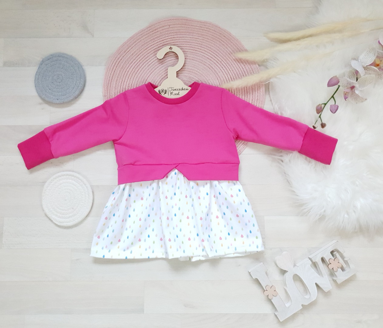 Sofortkauf Handmade Girlysweater Pinke Regentropfen Gr 92 Tweeschen Mood