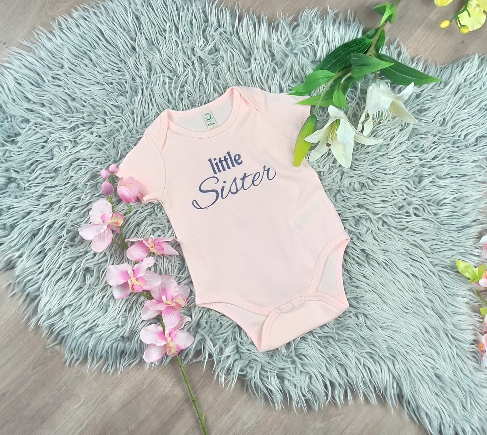 Kauf auf Bestellung bedruckter Body pale pink für Babys little Sister Gr 50-80 Kinderfloh 2