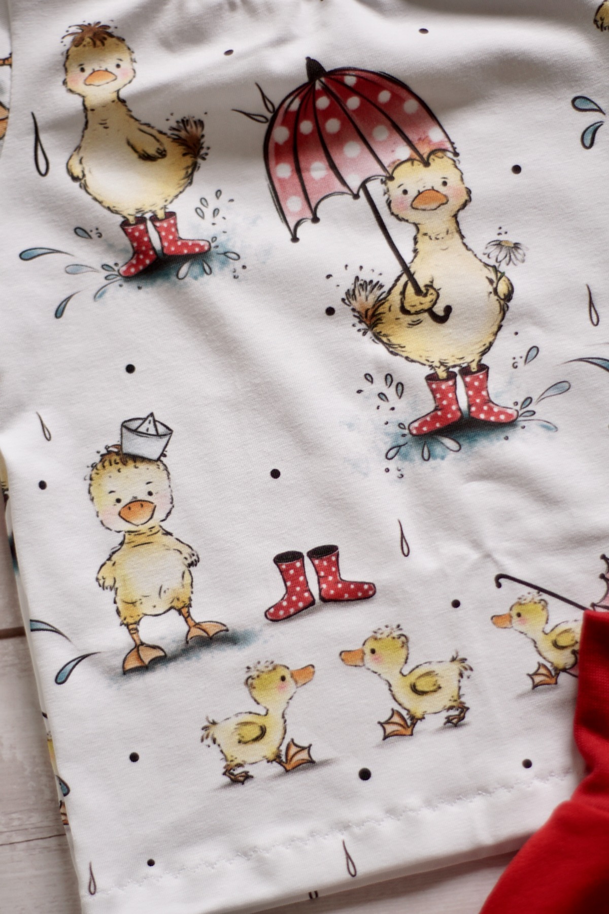 Sofortkauf Handmade Set T-Shirt & kurze Pumphose Enten im Regen Gr 86 aylica - Nähen ist