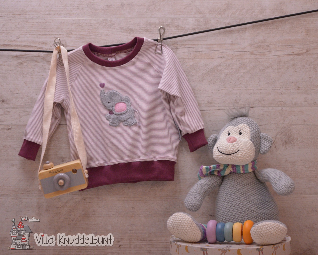 Sofortkauf Handmade Raglan Shirt für Mädchen Süßer Elefant Gr 68 von Villa Knuddelbunt 3