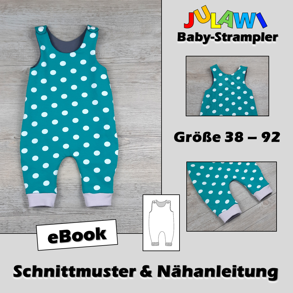 Schnittmuster/Nähanleitung Baby-Strampler Gr 38 92 JULAWI