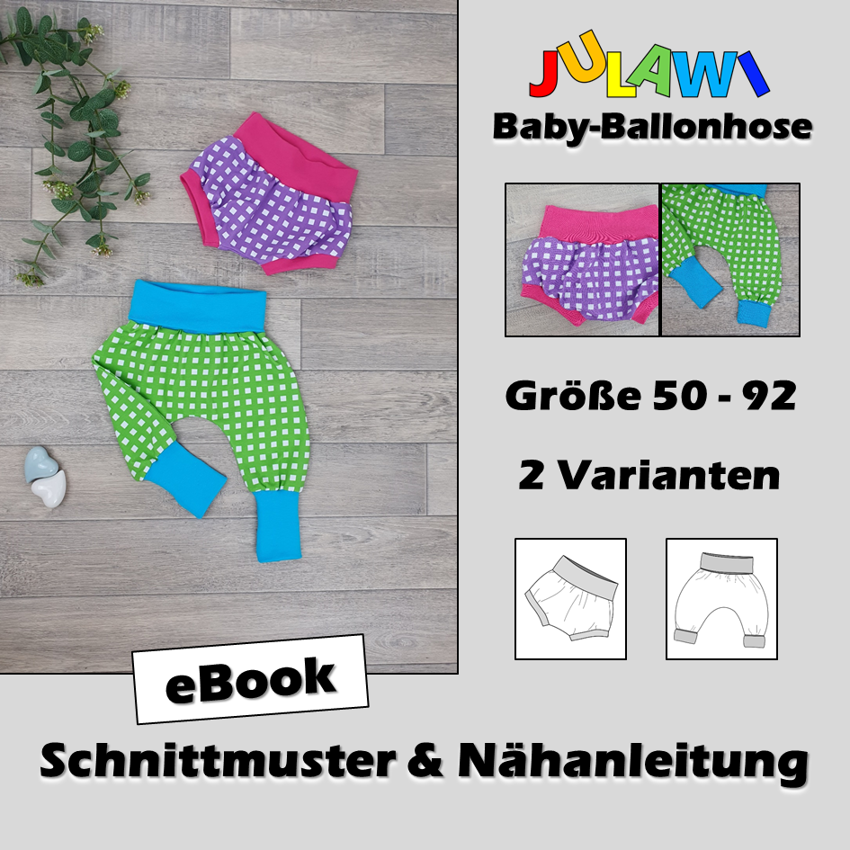 Schnittmuster/Nähanleitung Baby-Ballonhose Gr 50-92 JULAWI