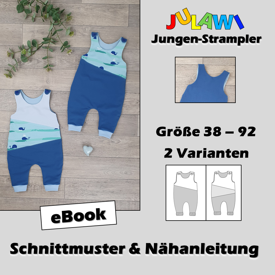 Schnittmuster/Nähanleitung Jungen-Strampler Gr 38-92 JULAWI
