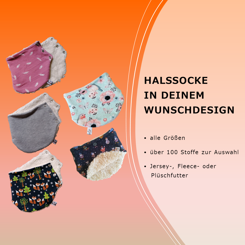 Bestellung Handmade Halssocke Wunschdesign in allen möglichen Größen Nachtfalter-kreativ