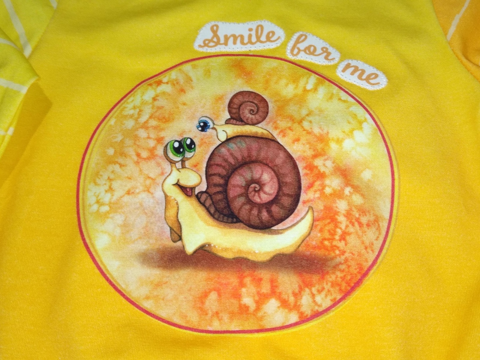 Sofortkauf Handmade Langarmshirt in sonnigen Gelbtönen mit Schneckenmotiv Gr 74 Sisis Nähträume 2