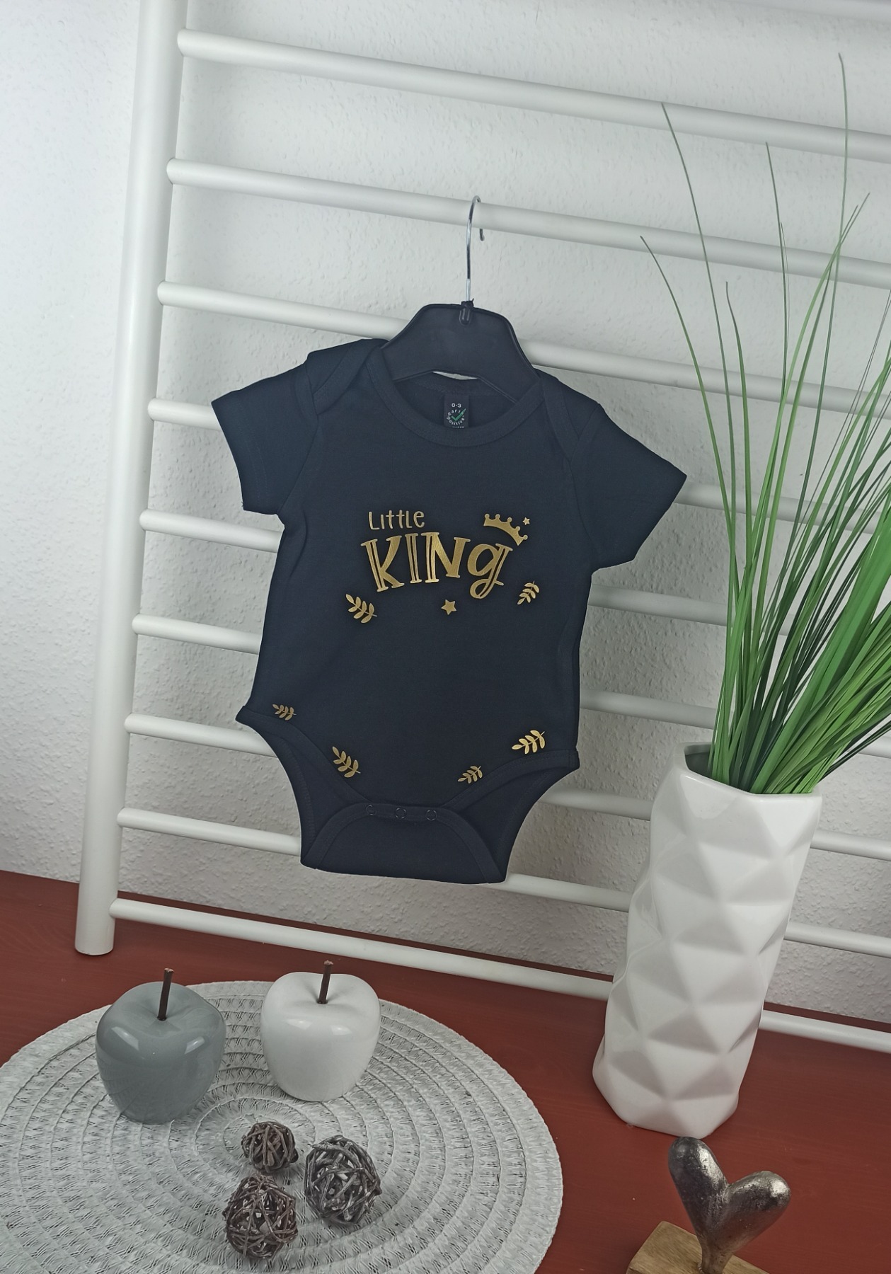 Kauf auf Bestellung bedruckter Body black für Babys Little King Gr 56-80 Kinderfloh