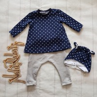 Sofortkauf Handmade Babyset Tunika Punkte blau/grau Gr. 62/68 von NahtRabatz