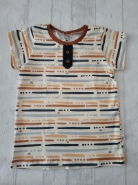 Sofortkauf Handmade T-Shirt kurzarm Streifen beige Gr. 128 von NahtRabatz