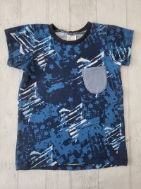 Sofortkauf Handmade T-Shirt kurzarm Sterne blau Gr. 122 von NahtRabatz