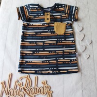 Sofortkauf Handmade T-Shirt kurzarm Streifen blau senf Gr. 122 von NahtRabatz 2
