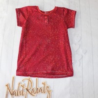 Sofortkauf Handmade T-Shirt kurzarm Sprenkel rot Gr. 134 von NahtRabatz 2