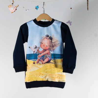 Sofortkauf Handmade Shirt Strandtag Gr 98 Knopflöchle - Handmade Shirt Strandtag für Kinder