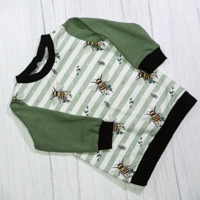 Sofortkauf Handmade Shirt Kleine Bienchen Gr 80 Knopflöchle - selbst genähtes Shirt für Kinder
