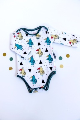 Sofortkauf Handmade Body Bunte Vögel Gr 56 von aprilkleid - Body für Babys