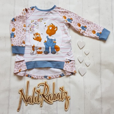 Sofortkauf Handmade Raglanshirt mit Volants Gr 98 NahtRabatz - Handmade Raglanshirt mit Volants für Kinder