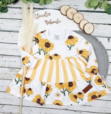 Sofortkauf Handmade Sonnenblumen Stufenkleid Gr 86 Claudi s-Nähzauber - Stufenkleid für Kinder