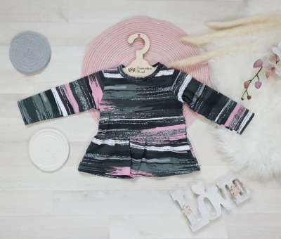 Sofortkauf Handmade Volantshirt rosa-grau glitzer Gr 74 Tweeschen Mood - Handmade Volantshirt für Kinder