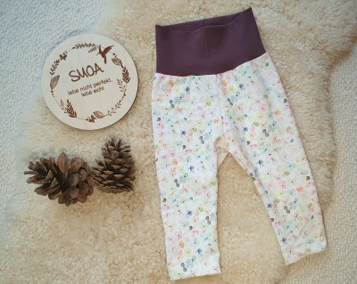 Sofortkauf handmade Leggings Aquarellblumen Gr 68 SMOA - selbst genähte Leggings für Babys