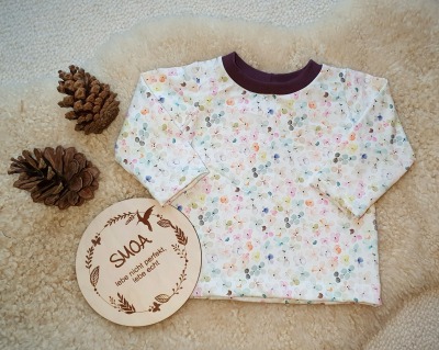 Sofortkauf Handmade Pullover Aquarellblumen Gr 68 SMOA - selbst genähter Pullover für Babys & Kinder