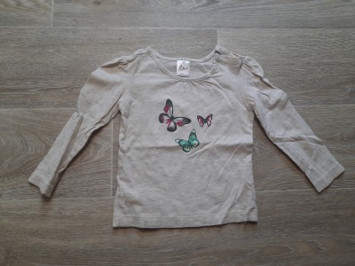 Langarmshirt mit Schmetterlingen Gr. 86/92 Papagino - Langarmshirt beige für Kinder