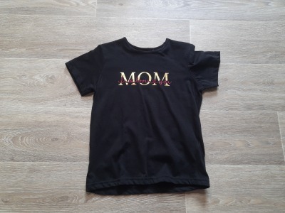 T-Shirt Gr. 128 MOM - T-Shirt schwarz für Kinder