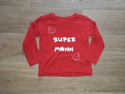 Langarmshirt Gr. 92 Super Mann - Langarmshirt rot für Kinder