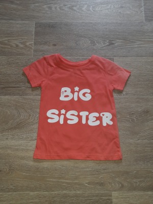 T-Shirt Gr. 98 Big Sister - bedrucktes T-shirt koralle für Kinder