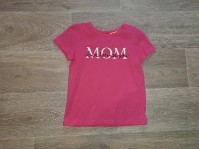 Second Hand T-Shirt Gr. 110 MOM - bedrucktes T-shirt pink für Kinder