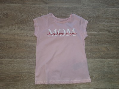 Second Hand T-Shirt Gr. 110 MOM - bedrucktes T-shirt rosa für Kinder
