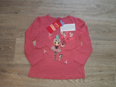 Second Hand Langarmshirt mit Ballerina Gr. 104 kiki &amp; koko NEU - Langarmshirt rosa für Kinder