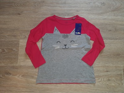 Second Hand Langarmshirt mit Katze Gr. 98/104 lupilu NEU - Langarmshirt pink für Kinder
