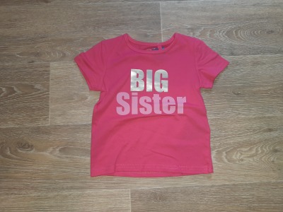 Second Hand T-Shirt Gr. 98 Big Sister - bedrucktes T-shirt pink für Kinder