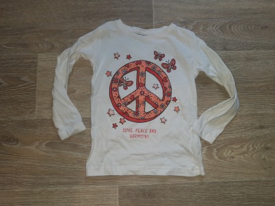 Second Hand Langarmshirt PEACE Gr. 104 infinity - Langarmshirt weiß für Kinder
