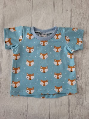 Sofortkauf Handmade Tshirt kurzarm Füchse blau Gr. 62 von NahtRabatz - handgefertigtes T-Shirt für