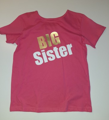 Second Hand T-Shirt Gr. 122 Big Sister - bedrucktes T-shirt pink für Kinder
